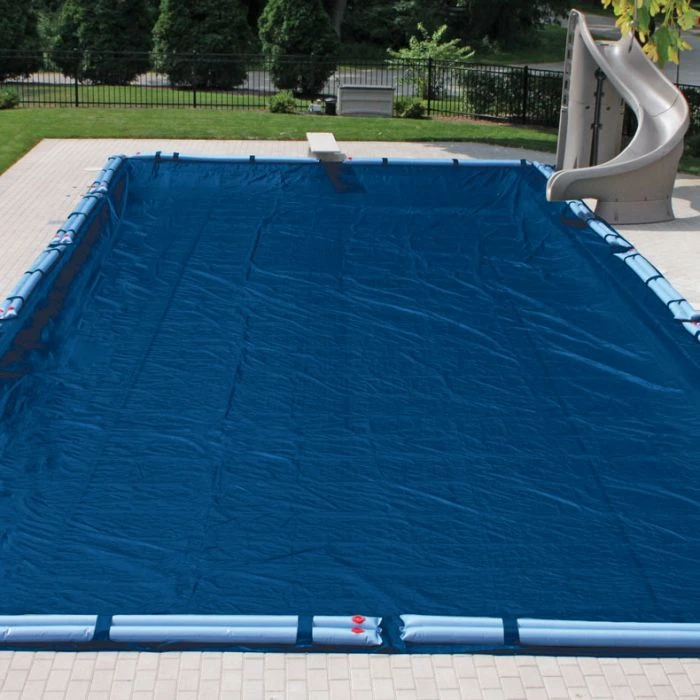 Doheny's Solid Winter Cover For 24x44 Ft Rectangular Pools, 16 Year Warranty, With 16 Water Bags