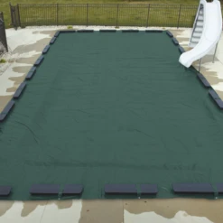 Doheny's Max-Force Riplock Winter Cover For 16x32 Ft Rectangular Pools, 16 Year Warranty, With 12 Water Bags
